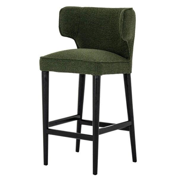 Wyld Haus Modena Modern Green Upholstered Bar Stool with Wooden Legs