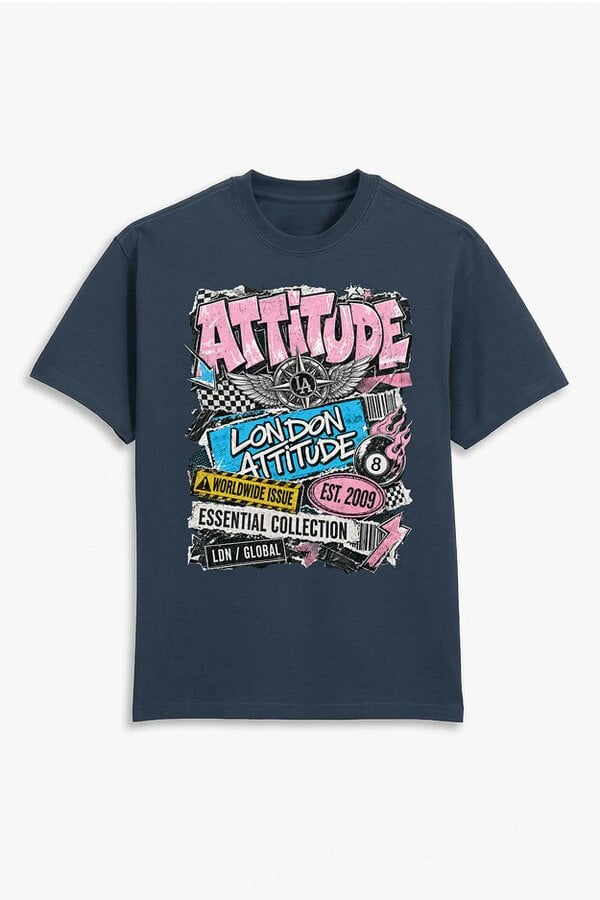 London Attitude Retro Graphic Oversized Heavyweight Streetwear T-Shirt
