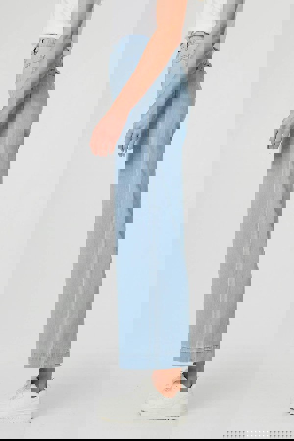 Blue | High Waist Pocket Detail Wide Jeans
