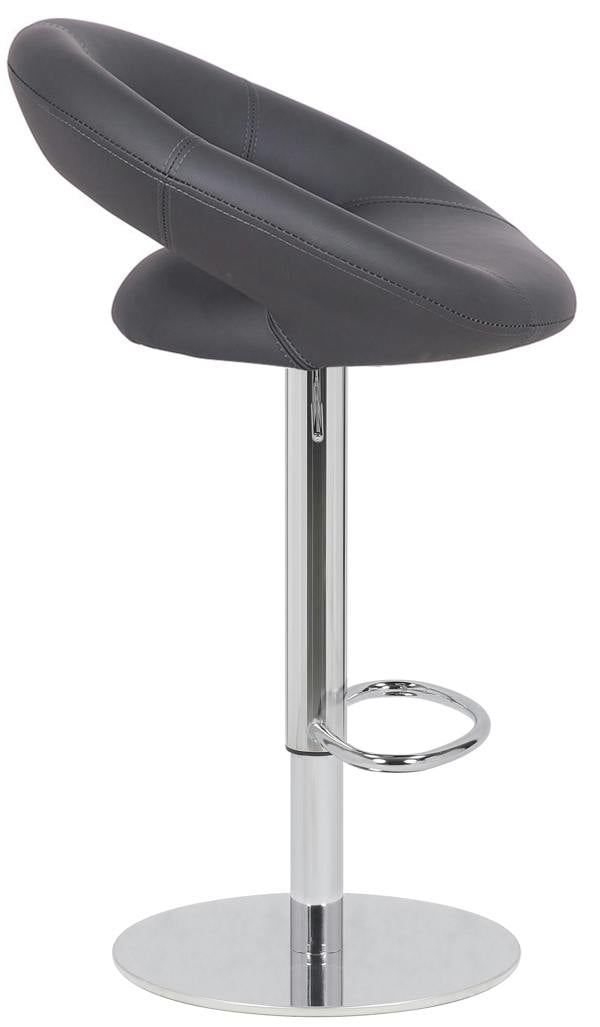 Lamboro Deluxe Sorrento Real Leather Kitchen & Breakasft Bar Stool,  Adjustable Swivel Gas Lift, Charcoal Grey