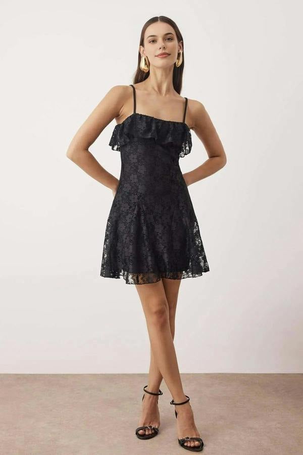 WOVCOR A-line Lined Strappy Mini Dress