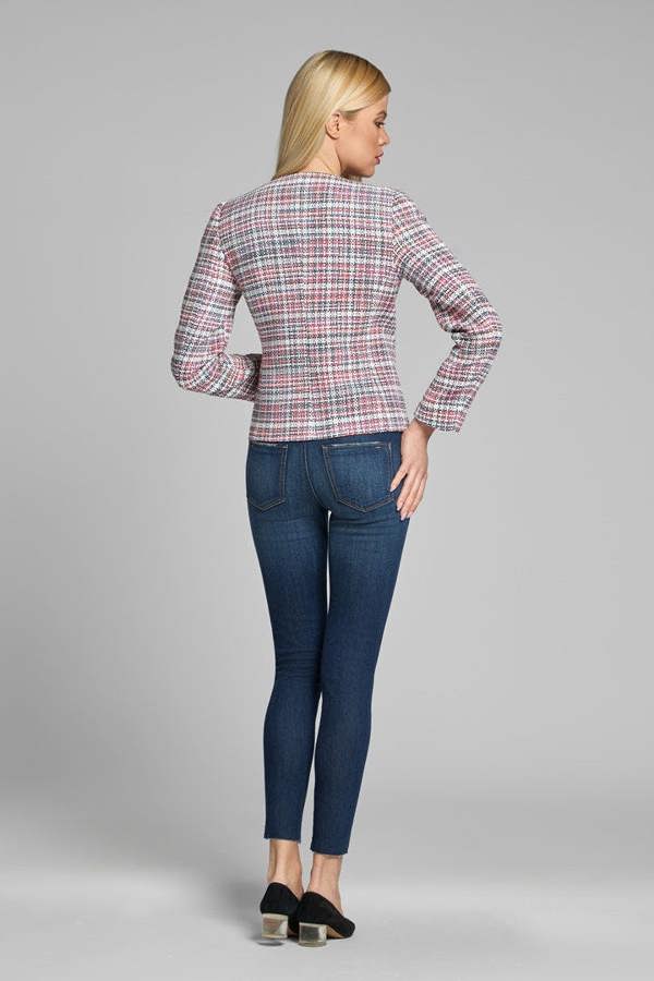 Rumour London Camille tweed jacket in blue, red and white