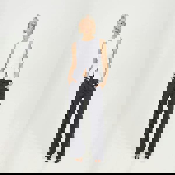 Brave Soul Grey Check Tailored Trousers With Elasticated Waist - Grey Image 3