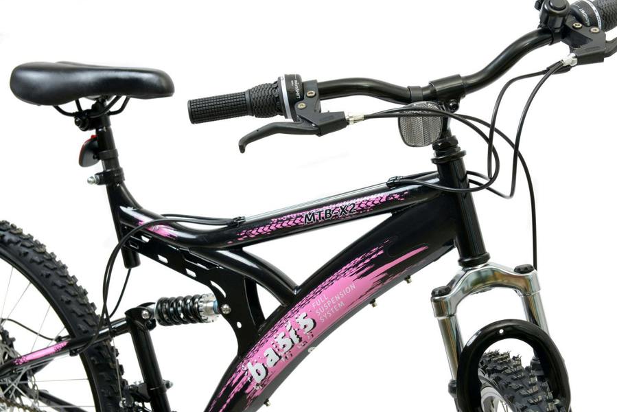 Basis Bikes Basis 1 Full Suspension Mountain Bike - 26" Wheel - 18 Speed Black Pink