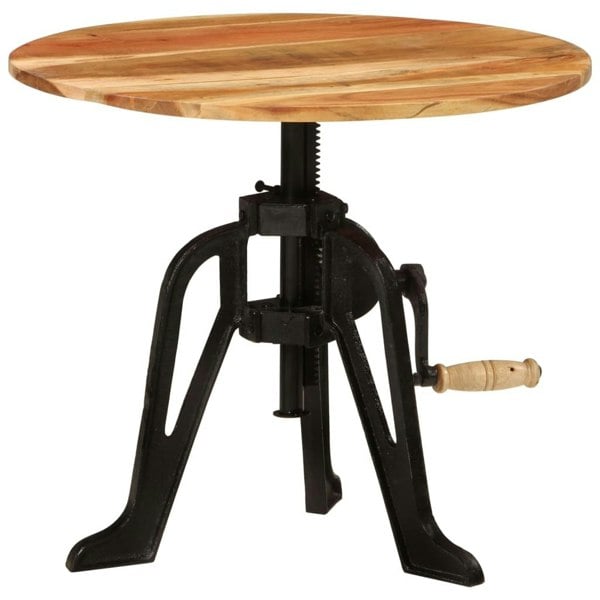 Berkfield Side Table 60x(42-62) cm Solid Wood Acacia and Cast Iron