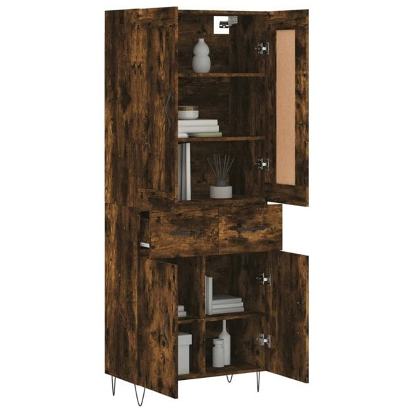 Berkfield Highboard Smoked Oak 69.5x34x180 cm Engineered Wood
