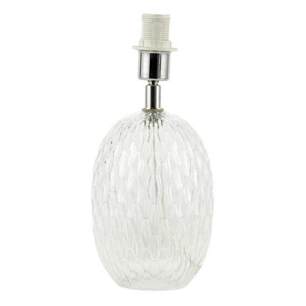Elegant Clear Glass Table Lamp Base with Textured Diamond Cut Pattern Image 3