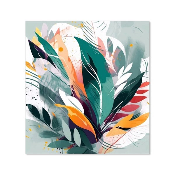 Warren Reed - Designer Coloured Abstrace Feather Leaves Kitchen Splashback