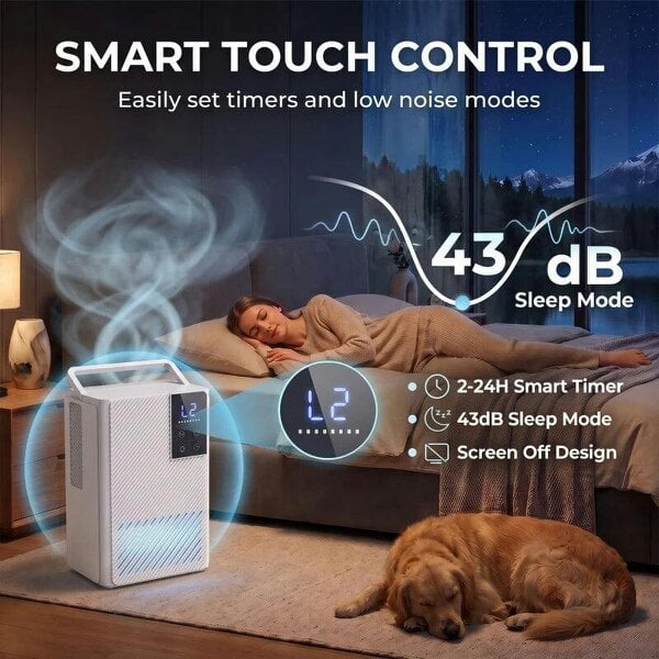 Bobobiy 400mL/Day Small Dehumidifier, RGB Mood Lights, 24H Timer, LED Display, Dehumidifier for Home Damp, White