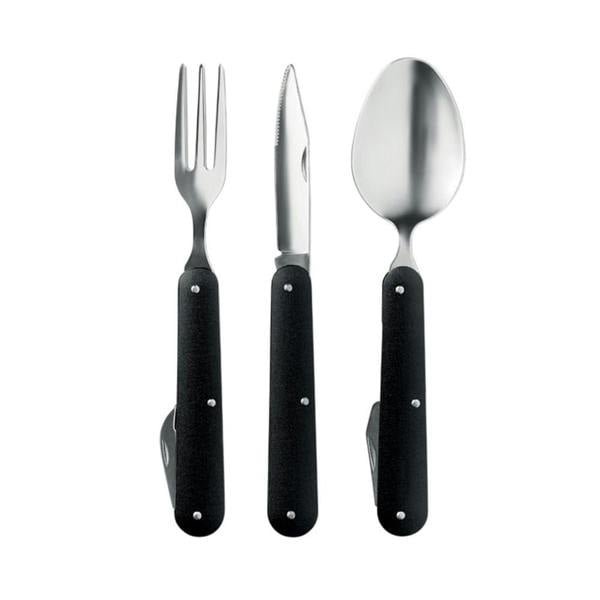 MidOcean 3 Service Camping Utensil Set (Pack of 3) - Black - 