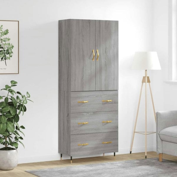 Berkfield Highboard Grey Sonoma 69.5x34x180 cm Engineered Wood