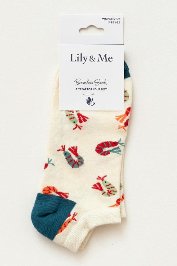 Lily & Me Klayton The Shrimp Bamboo Trainer Socks And Decoration Giftbox
