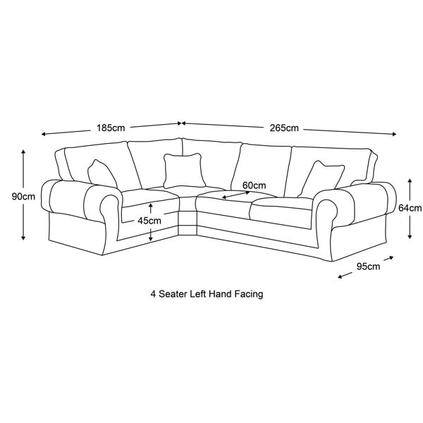 Chelsea Crushed Velvet Full Back 4 Seater L Shaped Corner Sofa - 3