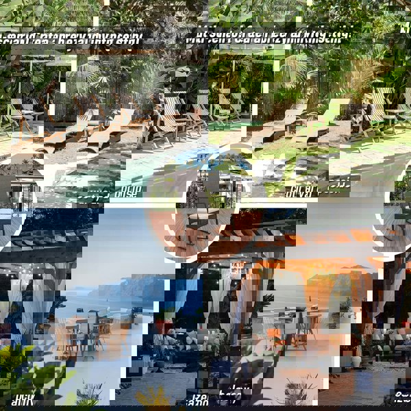 Furniture One 3-Piece Outdoor Rattan Bistro Set, 2 Seater Patio Rocking Chairs with Glass Top Coffee Table