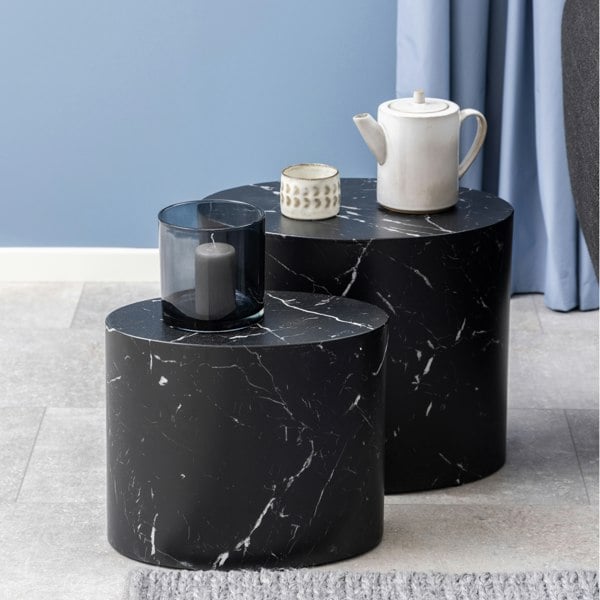 Furniture To Go Mice Oval Coffee Table Set in Black