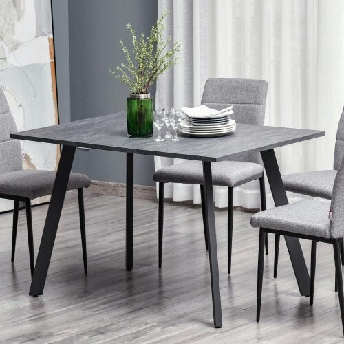 Wyld Haus Roreso 120cm Metal And Wooden Dark Grey Rectangular Dining Table With Steel Legs
