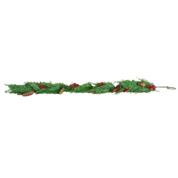 Samuel Alexander 1.50m Pine and Red Berry Christmas Garland with Pinecones