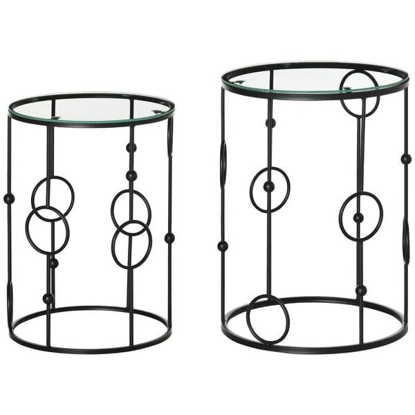 Nesting Round Coffee Table Set of 2 - Black