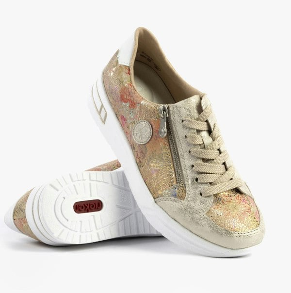 Rieker N8103-60 Womens Shoes - Beige Combination