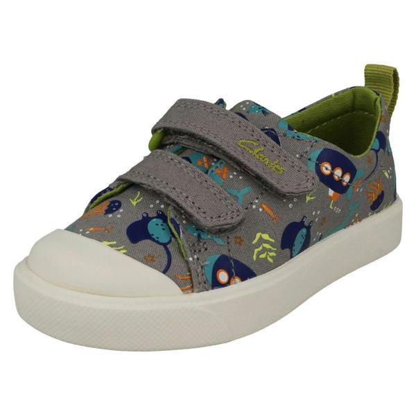 Clarks Childrens Clarks Pattern Detailed Light Weight Canvas Shoes City Bright