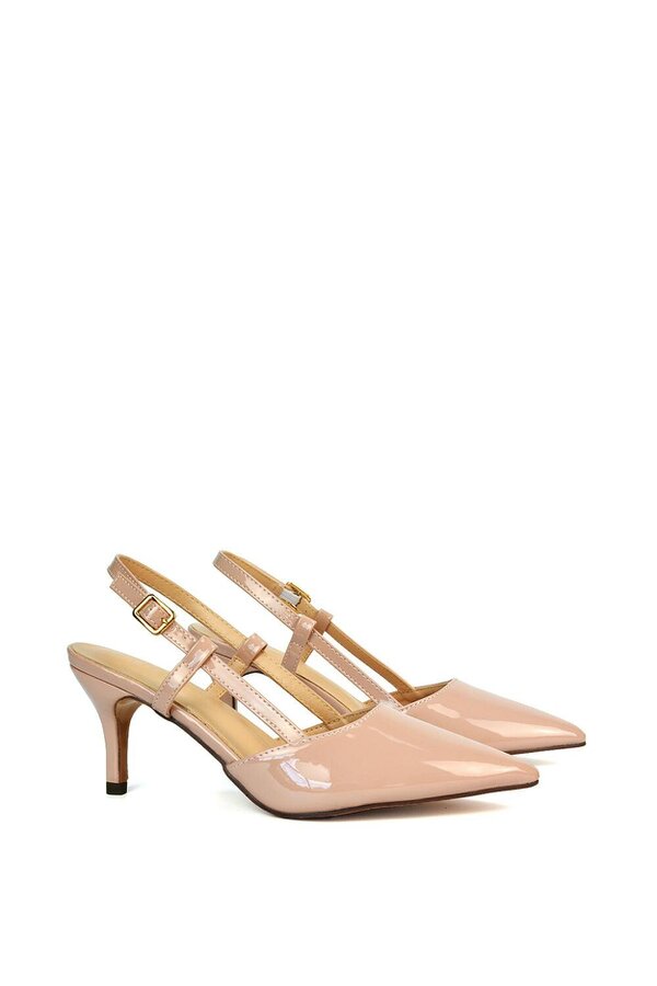 XY LONDON Mid Heel Stilettos Pointed Toe Slingback Court Shoes