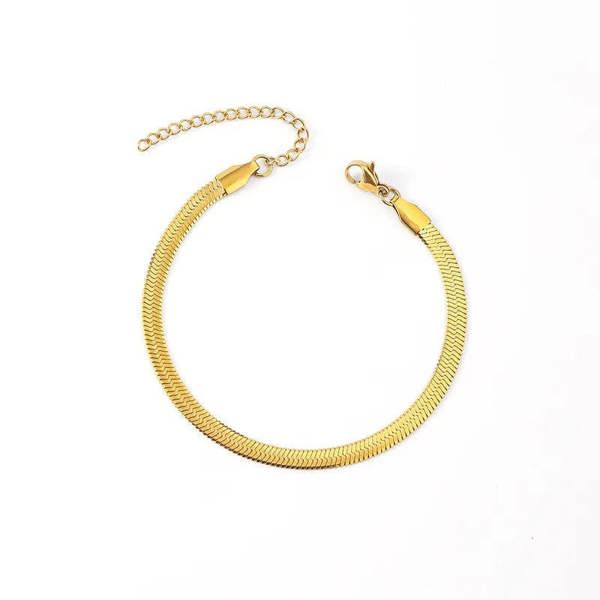 Elk & Bloom Herringbone Flat Chain 14K Gold Link Bracelet