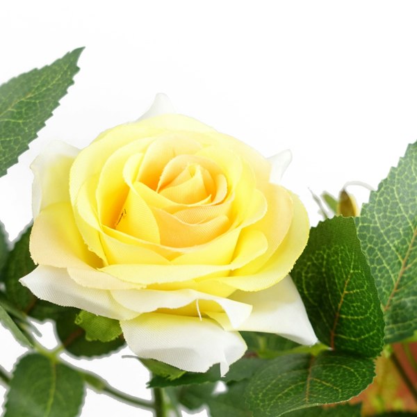 Leaf 50cm Artificial Yellow Rose Plant