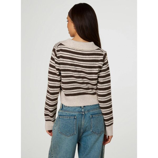 Pink Vanilla Stripe Long Sleeve Polo Collar Jumper