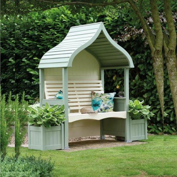 AFK Wooden Garden Arbour 'Orchard' In Sage and Cream