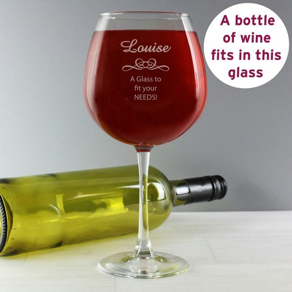 Personalised Memento Company Personalised Decorative Bottle of Wine Glass
