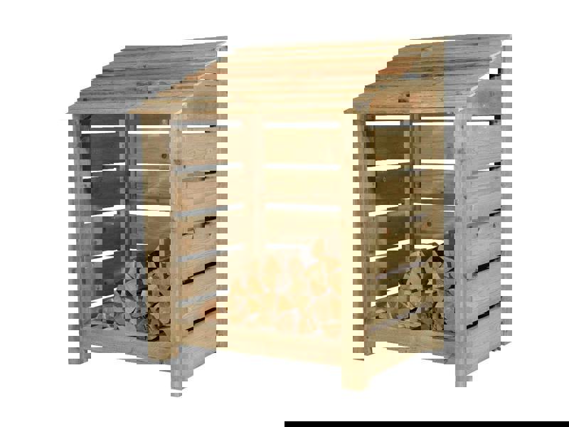 Arbor Garden Solutions Slatted Wooden Log Store W-99cm, H-126cm Or 180cm, D-88cm