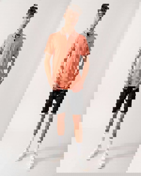 BOSS Green Paul Mens Short Sleeve Polo Shirt With Contrast Tipping - Pink 650