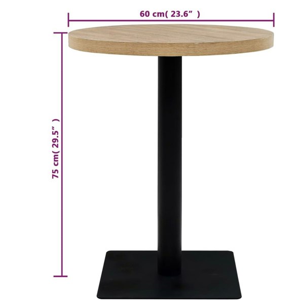 Berkfield Bistro Table MDF and Steel Round 60x75 cm Oak Colour