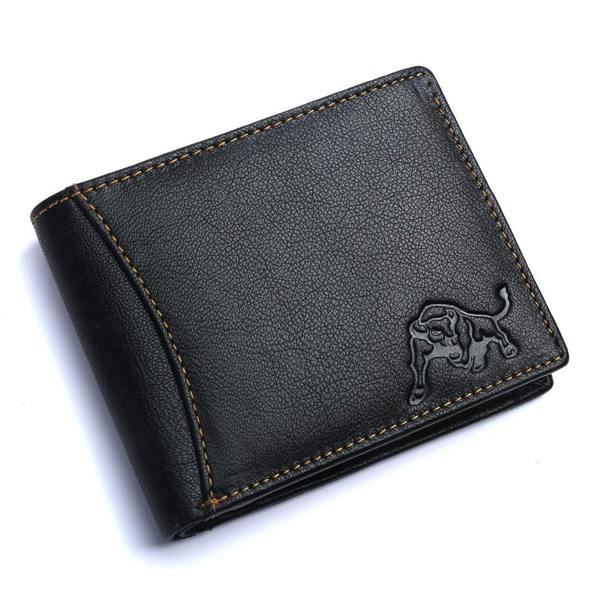 WILDBUFF Mens Black Over Flap Leather Wallet Timeless Everyday Wallet, Gift Ready