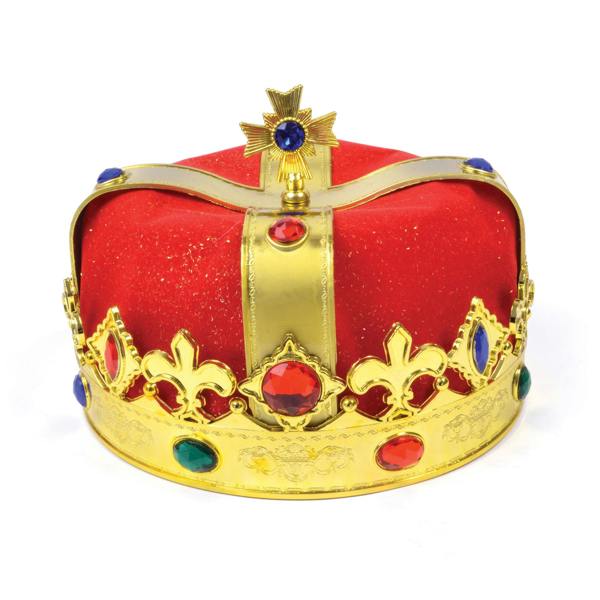 Bristol Novelty Unisex Faux Gem Kings Crown - Gold/Red - 