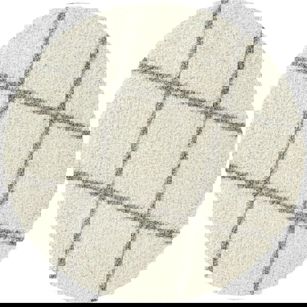 Diamond Design Thick Shaggy Area Rugs Ivory