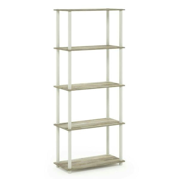 WALPLUS Turn-N-Tube 5-Tier Multipurpose Shelf Display Rack, Sonoma Oak/White perfect for organized storage and display