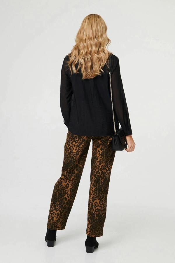 Black | Long Sleeve Button Front Shirt