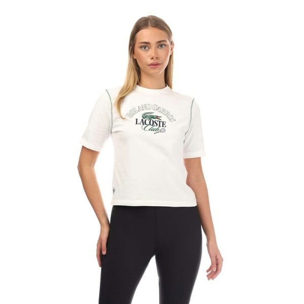 Lacoste Womens/Ladies Roland-Garros Edition Cotton Relaxed Fit T-Shirt - Cream