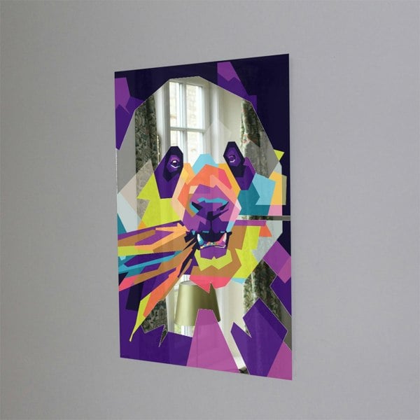 Benjamin Tate Design Colorful pop art of Panda (Mirror Art Print)