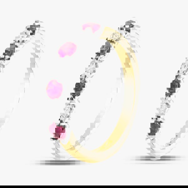 T. H. Baker 18ct Yellow Gold 0.45ct Brilliant Cut Ruby & 0.27ct Diamond Half Eternity Ring 320701J