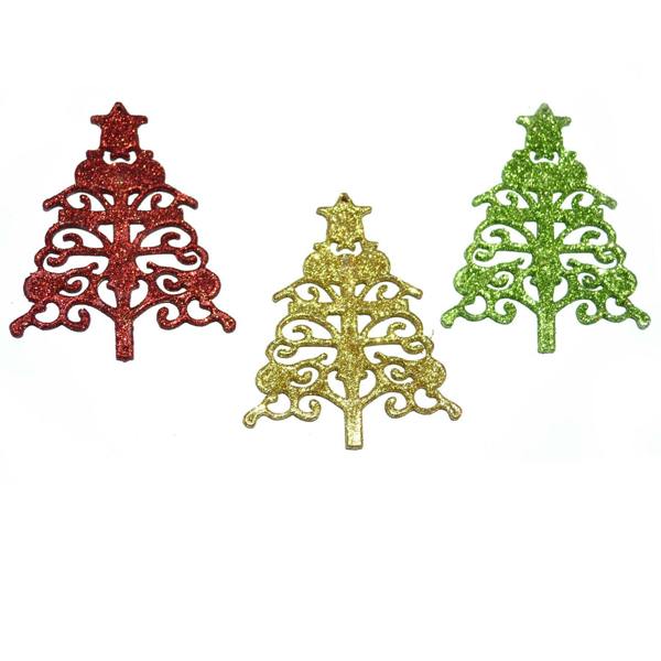 3 Piece Glitter Christmas Tree Hanging Decorations in Red, Green and Gold image 6