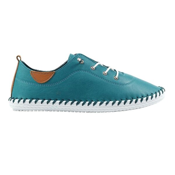 Lunar Women's St Ives Leather Plimsolls - Teal - Teal - 100% Leather
