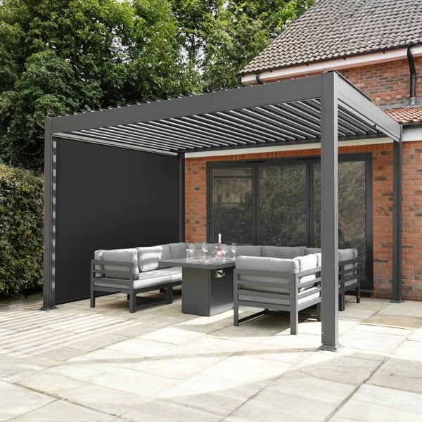 Monstershop Aluminium Pergola With Anthracite Blinds - 3m x 3m
