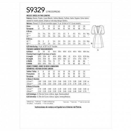 Simplicity Sewing Pattern 9329, Dresses for Women, H5 (6-8-10-12-14) - Easy