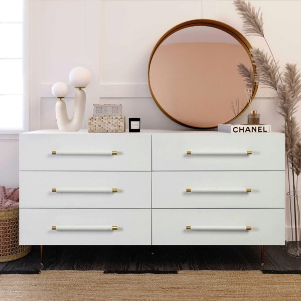 Furniture Edit Trident White 6 Drawer Dresser Chest Of Dawers