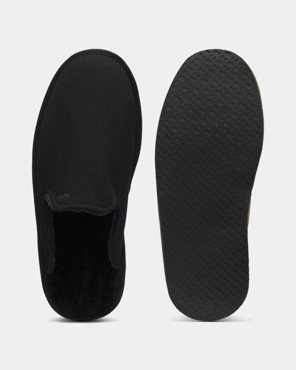 BOSS Orange Mens Shearling-lined slip-on slippers with logo detail - Black 001