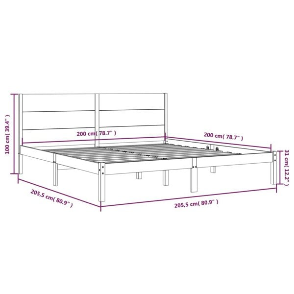 Berkfield Bed Frame Solid Wood Pine 200x200 cm