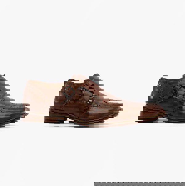 Goor JOSEPH Mens Mens Brogue Monk Shoes Brown