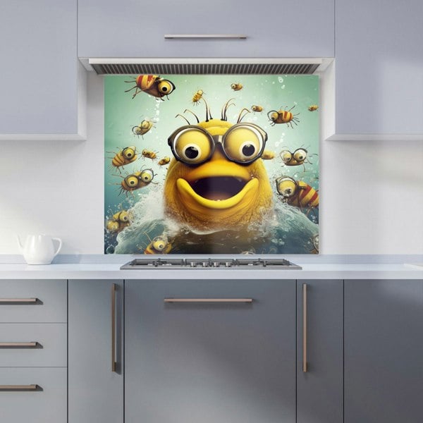 Warren Reed - Designer Happy Worm And Bees Splashart Kitchen Splashback